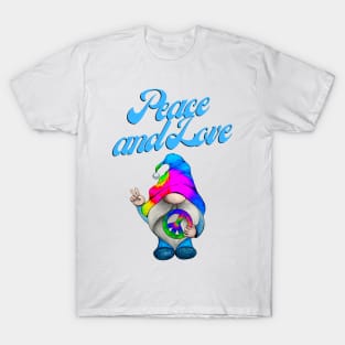 Christmas Pyjama, Peace and Love, Hippie Gnome, Holiday T T-Shirt